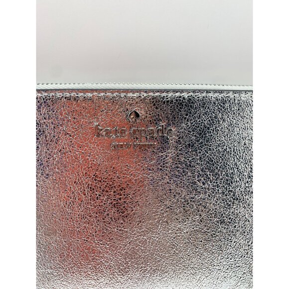 Kate Spade New York Metallic Silver Leather Wristlet Clutch - Picture 3 of 5